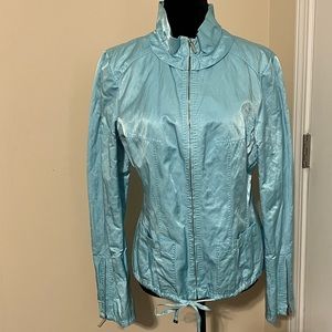 Per Se Blue Satin Full Zip Jacket, Sz 10